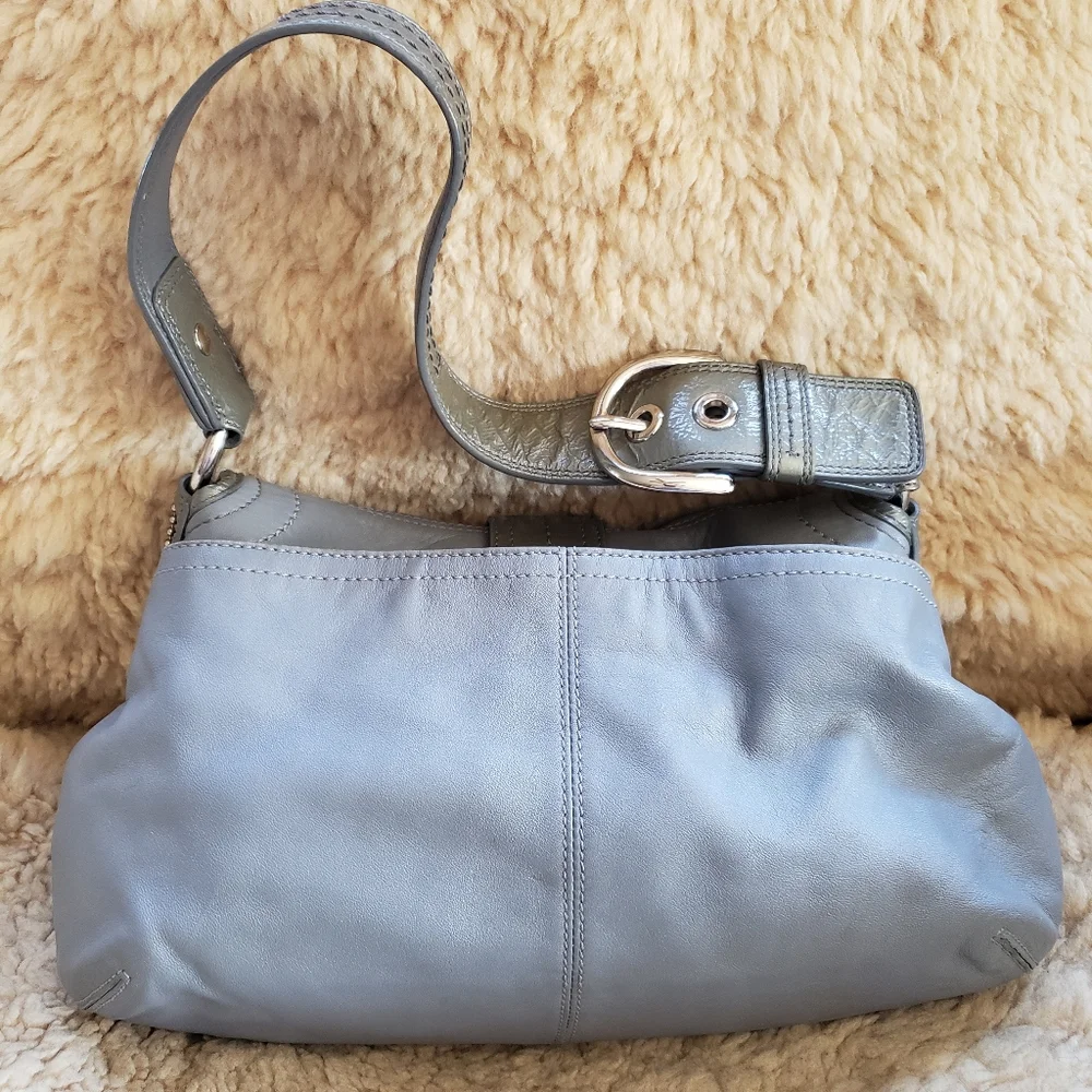 Coach Soho Hobo Bag Buckle Flap Y2k Shoulder Gray Vintage - Picture 2 of 10